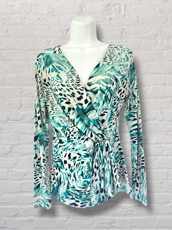 Jennifer Lopez Tops - Jennifer Lopez Women's Size - Small Green Animal Print V-Neck Long Sleeve Top
